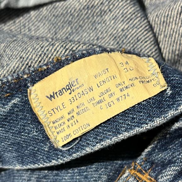 Vintage WRANGLER Rugged Wear Colorblock Blue Workwear Pants Men’s Size 34X30 - Picture 3 of 7